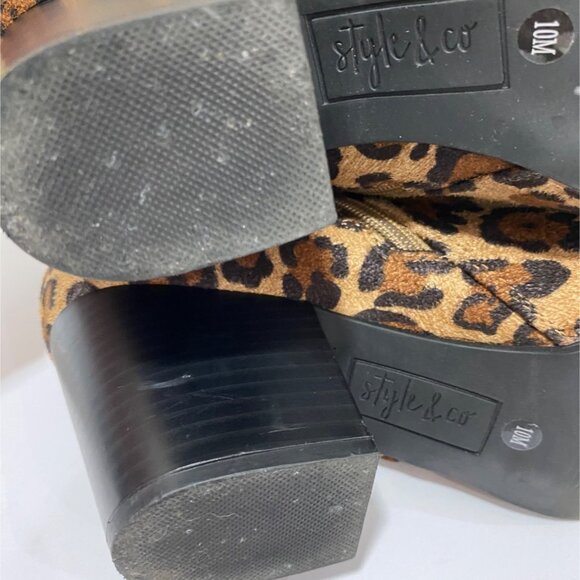 Style & Co Leopard Print Faux Suede High Heel Ankle Boots With Side Zipp Closure - Picture 10 of 13